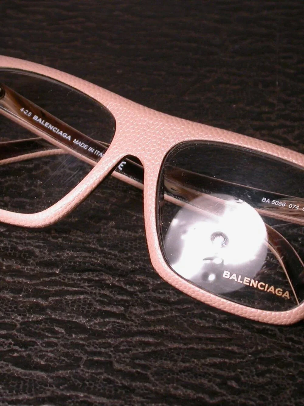 Balenciaga Designer Tan Leather Eyeglasses Frames  Made in Italy